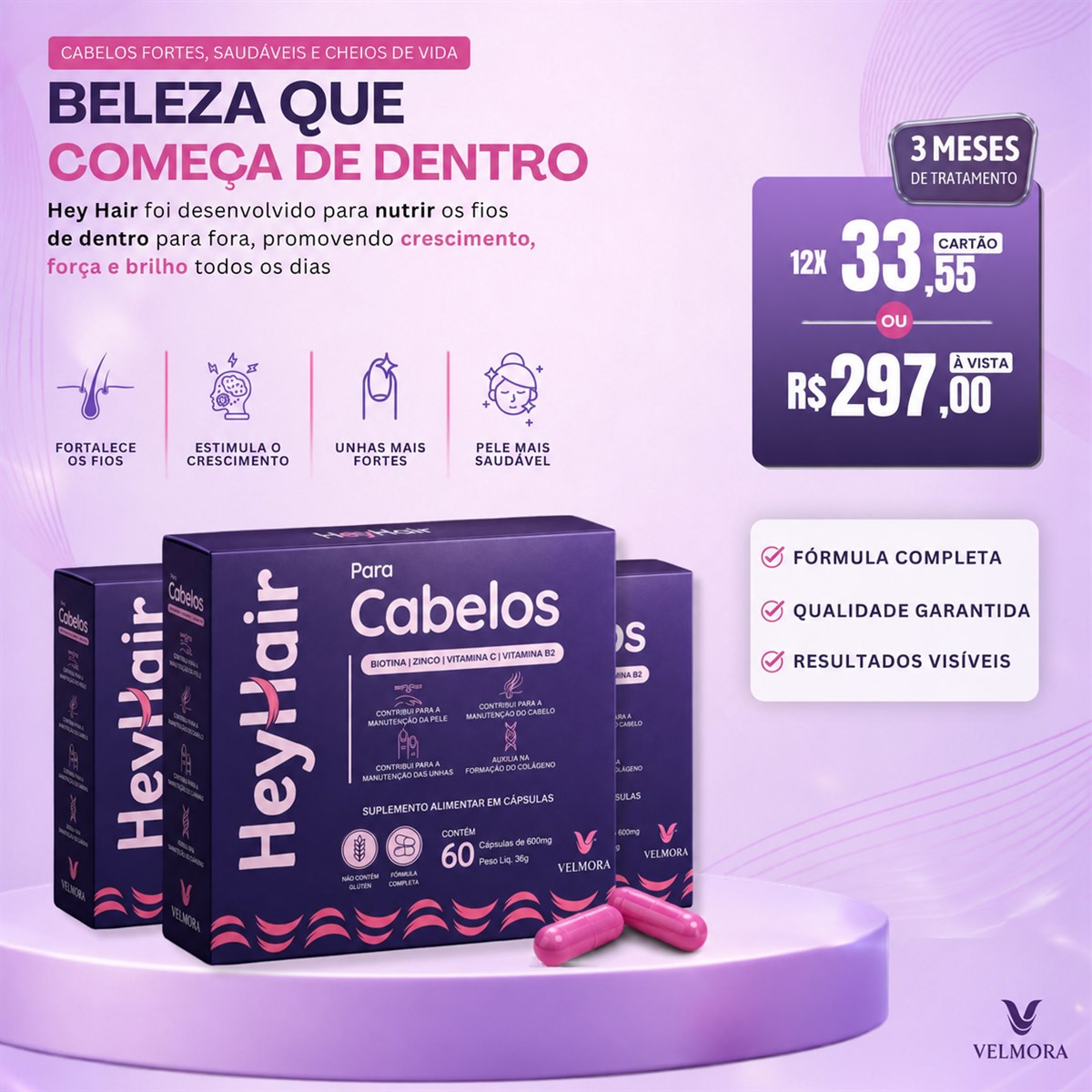 Kit HeyHair para 3 meses